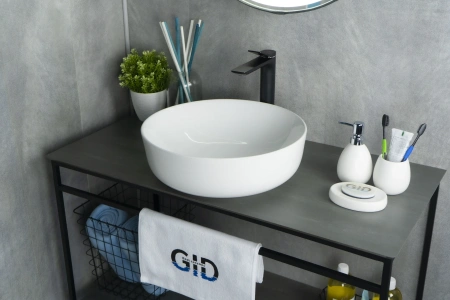 Раковина керамическая Gid Esfera 51182 40х40 накладная цвет белый без отверстий под смеситель