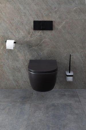 Чаша унитаза подвесная Allen Brau Priority 4.31001.31 цвет черный матовый без сиденья безободковая каскадный смыв