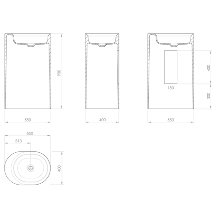 Раковина из искусственного камня Knief Glow 0600-063-01 60 см напольная цвет белый без отверстий под смеситель