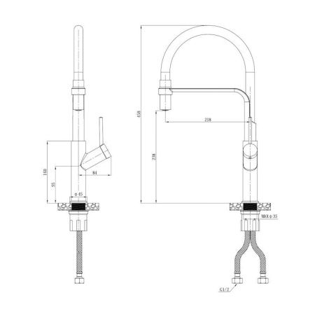 Смеситель для кухни Esko Kitchen K50GB на мойку черный/золото