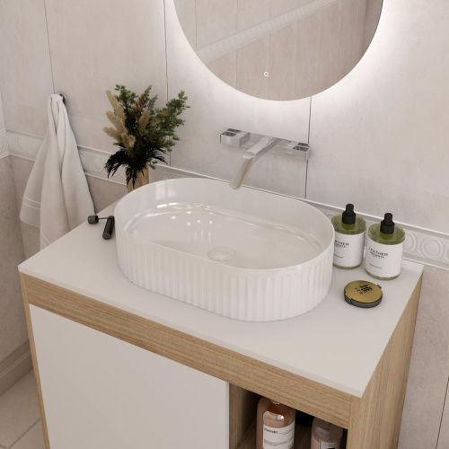 Раковина из сантехнического фарфора Teymi Martta T52101 50х32 накладная цвет белый - фото 4