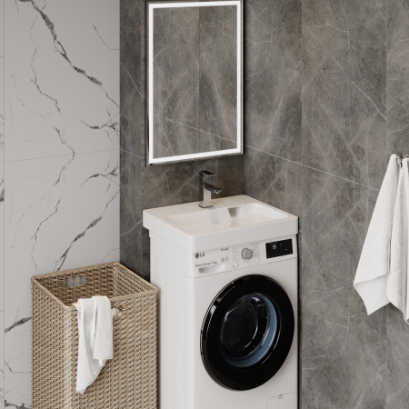 Раковина из литьевого мрамора Teymi Kati Pro T50411 60х49 над стиральной машиной цвет белый 1 отверстие под смеситель