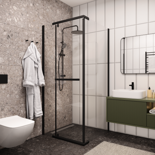 Душевой уголок Cerutti SPA MIMI ZQ91B 90х90 стекло прозрачное профиль черный - фото 4