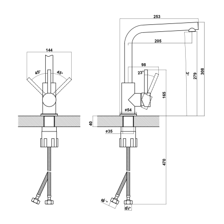 Смеситель для кухни Uperwood Quartz UPD-04-02 UPD-Q-04-02 на мойку/столешницу бежевый матовый