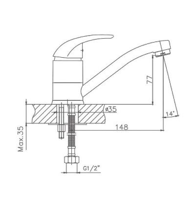 Смеситель для кухни Cron CN4529 на мойку хром