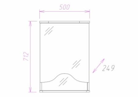 Зеркало-шкаф Onika Лидия 205004 50х25х71 подвесной