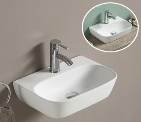 Раковина из санфаянса CeramaLux 78401 43х30 подвесная цвет белый 1 отверстие под смеситель