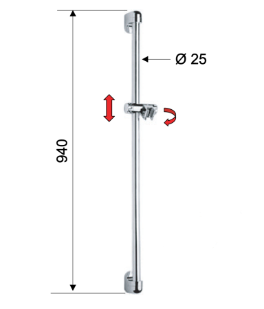 Душевая штанга Remer 319D цвет хром