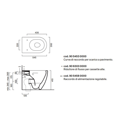 Чаша унитаза напольная Catalano Sfera 514550001 цвет белый без сиденья безободковая смыв торнадо - фото 2