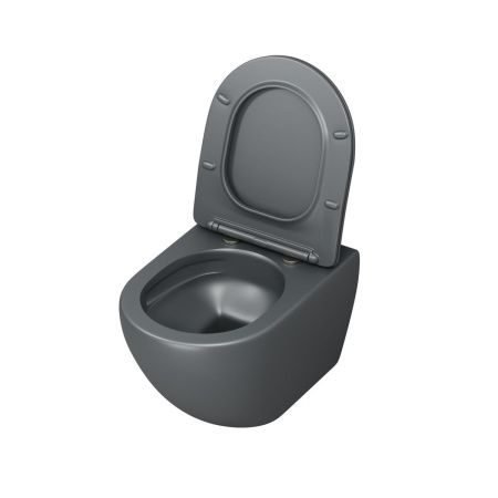 Унитаз подвесной Grossman Торнадо GR-4457GMSQ серый с сиденьем микролифт безободковый смыв торнадо