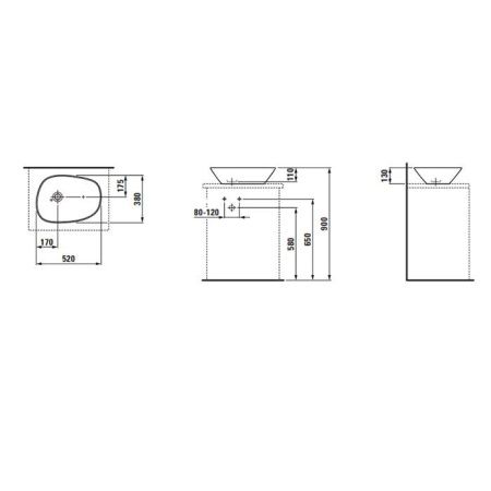 Раковина керамическая Laufen Palomba 8.1680.2.000.112.1 50х40 накладная цвет белый без отверстий под смеситель