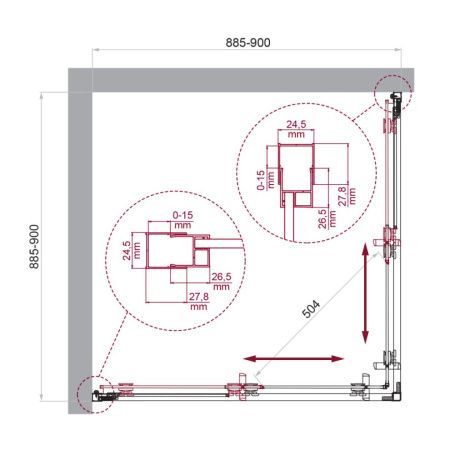 Душевой уголок BelBagno LUCE LUCE-A-2-90-P-Cr 90х90 стекло рифленое профиль хром без поддона