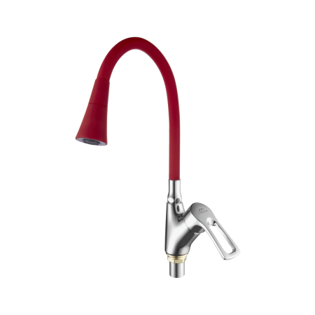 Смеситель для кухни Fashun A4466+A7358 на мойку хром/красный