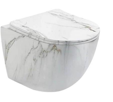 Унитаз подвесной CeramaLux 2213-K белый с сиденьем микролифт каскадный смыв