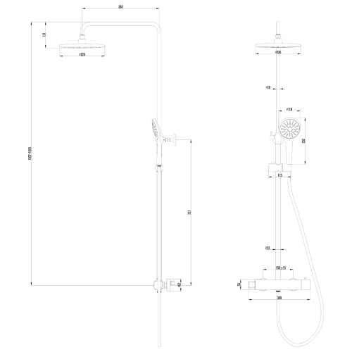 Душевая стойка LeMark Bronx LM3770BL настенная - фото 3
