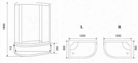 Душевой уголок Parly ZFM1201R 120х80 стекло матовое профиль хром с поддоном