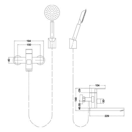 Смеситель для ванны и душа Melana Stello 610305 настенный