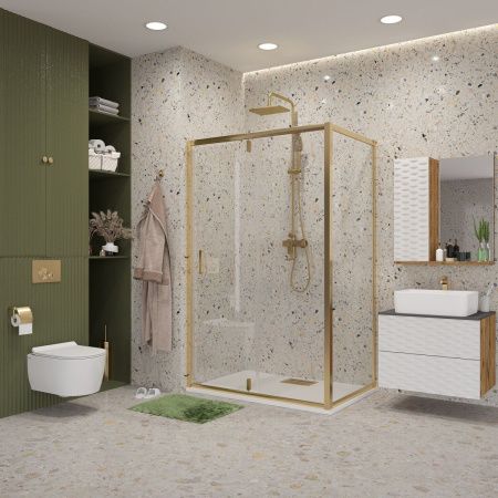 Боковая стенка Niagara Nova NG-A70G 70х195 стекло прозрачное профиль золото