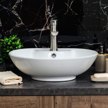 Раковина из сантехнического фарфора Melana 78197-805 50х40 накладная цвет белый 1 отверстие под смеситель