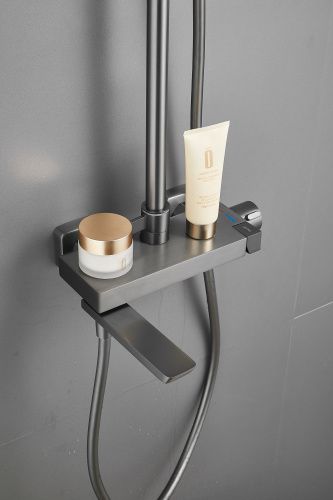 Душевая стойка BELZ B672 B24672-3 настенная цвет оружейная сталь - фото 3