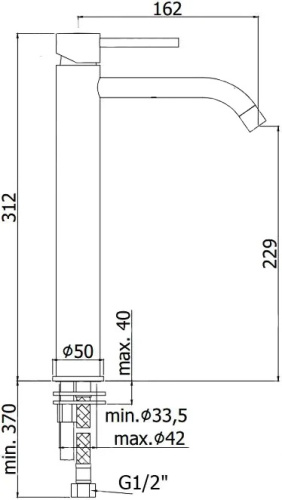 Смеситель Paffoni Light LIG081NO на столешницу черный без термостата - фото 2