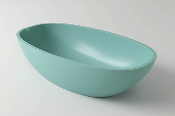 Раковина из искусственного камня Holbi TEFIA 1.02.008.11.3 63х35 накладная цвет голубой матовый