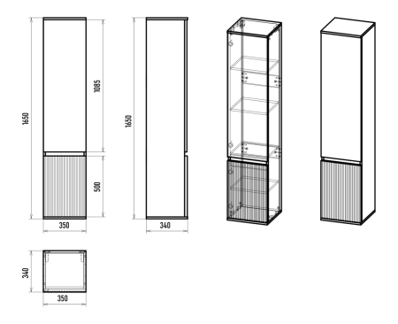 Шкаф-пенал Brevita Enfida ENF-05035-010L 40х170 подвесной цвет белый
