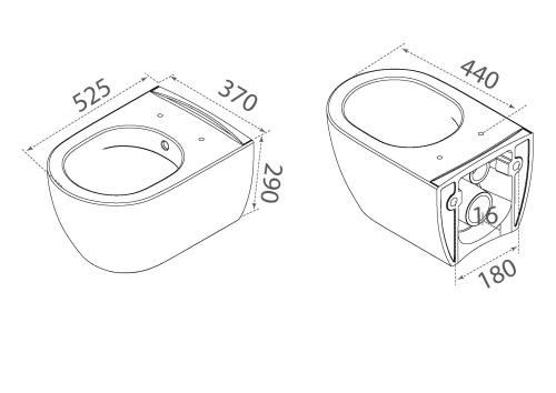 Чаша унитаза подвесная Boheme Bianca 961 цвет черный с сиденьем безободковый смыв торнадо - фото 2