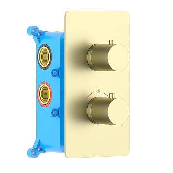 Смеситель для ванны Aquatek Европа AQ1393BG встраиваемый в стену золото с термостатом