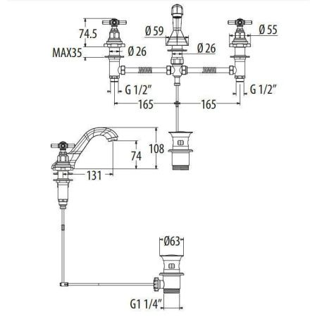 Смеситель Gattoni TRD TR095/18D0 на раковину золото