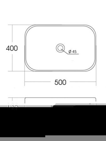 Раковина из сантехнического фарфора Orange B05-500W 50х40 накладная цвет белый