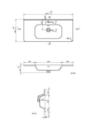 Раковина керамическая Uperwood Monica RMonica100wg 100х50 полувстраиваемая цвет белый