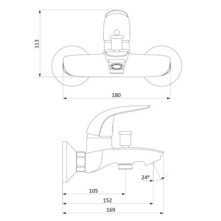 Смеситель для ванны и душа Damixa Eclipse 311000001 настенный хром