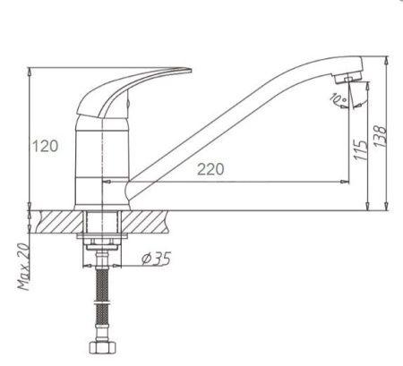 Смеситель для кухни D-Lin D153352 на мойку хром