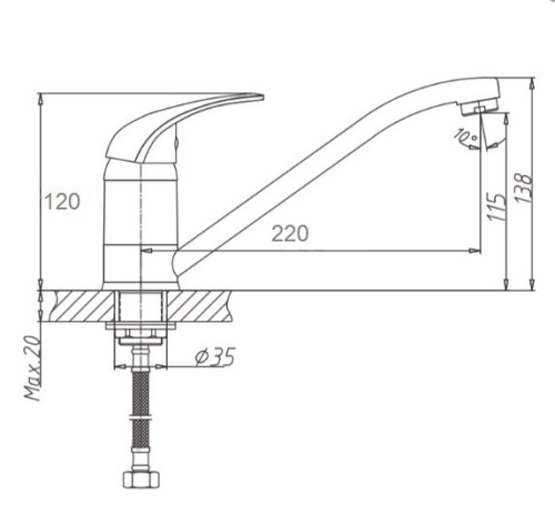 Смеситель для кухни D-Lin D153352 на мойку хром - фото 2