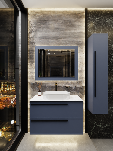 Тумба со столешницей La Fenice ELBA TWIN NFNC-01-ELB-BG-100-2-3-GG 100х62х49 подвесная цвет синий - фото 4