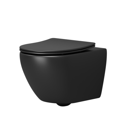 Унитаз подвесной Grossman Торнадо GR-4457BMSQ черный матовый с сиденьем микролифт безободковый смыв торнадо
