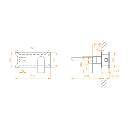 Смеситель для раковины RGW Shower Panels (Шоувер панелс) 51140546-04 встраиваемый в стену черный