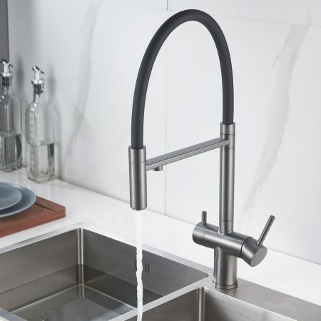 Смеситель для кухни Shevanik S178T на мойку оружейная сталь