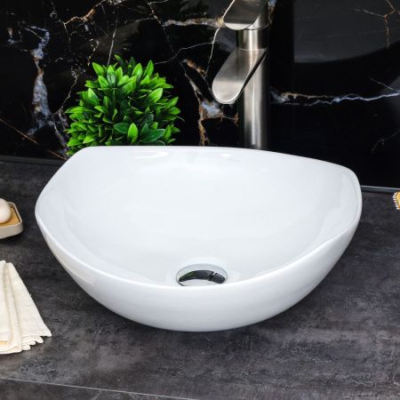 Раковина из сантехнического фарфора Melana 320329-805 40х40 накладная цвет белый без отверстий под смеситель