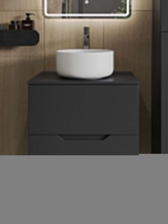 Тумба с раковиной Orange Line Li-60TugMDF+B07-345W 60х50 подвесная цвет черный