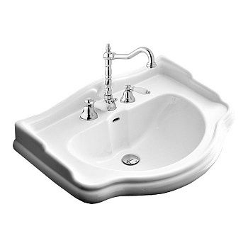 Раковина из сантехнического фарфора Kerasan Retro 104501*3 60х50 подвесная цвет белый 3 отверстия под смеситель