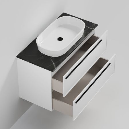 Тумба со столешницей La Fenice ELBA TWIN NFNC-01-ELB-B-100-2-3-GB 100х50 подвесная цвет белый