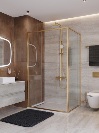 Душевой уголок Cezares LUX LUX-AH-FS-11-120/90-C-BORO 120х90 стекло прозрачное профиль золото без поддона