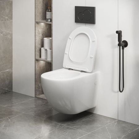 Унитаз подвесной Grossman Торнадо GR-4411SQ белый с сиденьем микролифт безободковый смыв торнадо