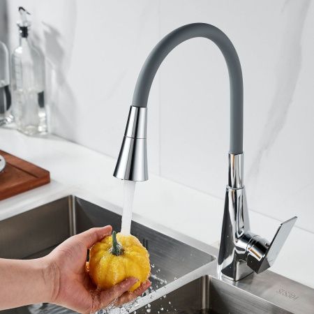 Смеситель для кухни Shevanik S543-9 на мойку хром/серый