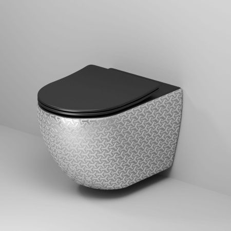 Унитаз подвесной Grossman Color GR-4411SBRS серебро/белый с сиденьем микролифт безободковый каскадный смыв