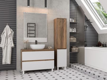 Шкаф-пенал Brevita Dakota DAK-050350-19/01П 40х170 подвесной цвет белый/коричневый