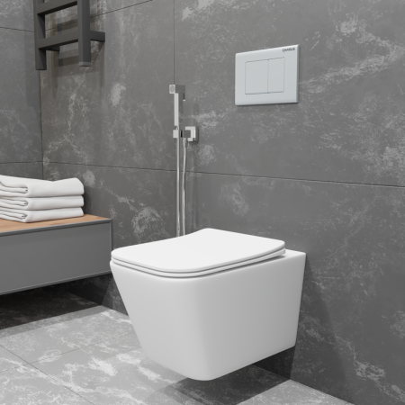 Унитаз подвесной CHARUS TORRE BIANCA EWC700-114W белый с сиденьем микролифт безободковый каскадный смыв