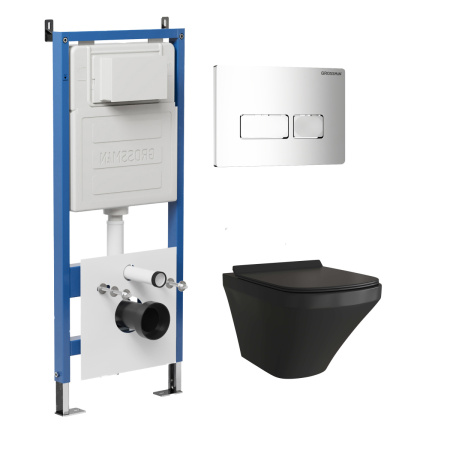 Инсталляция + кнопка смыва + унитаз Grossman Pragma 97.4440BMS.03.100
